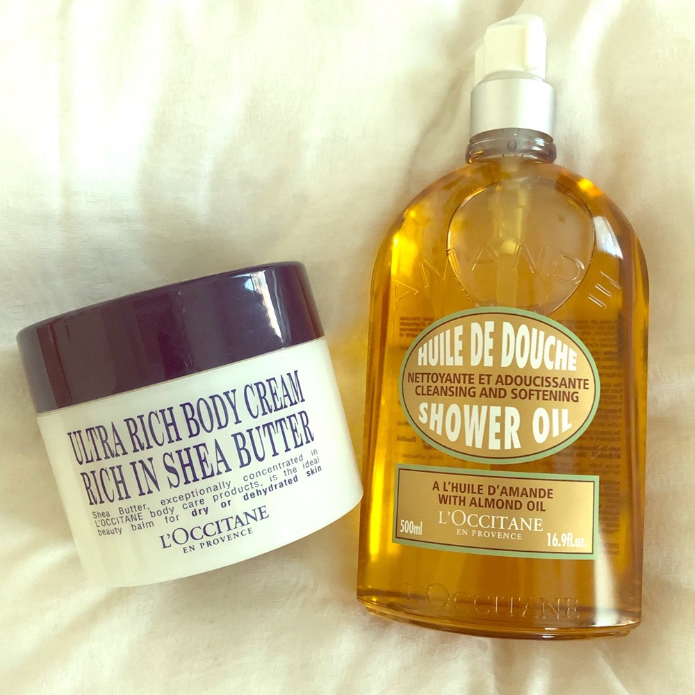 L'OCCITANE Shower Oil 16.9 oz, AND Body Cream 7oz